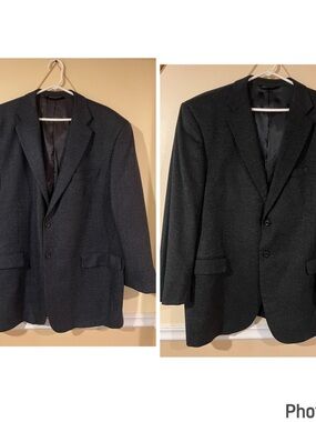 (2) EUC Pronto Moda Blazer Jackets Men 50R Gray Cashmere, Lambswool, Wool Italy